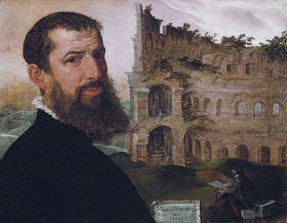 <i>Self-portrait with the Colosseum</i> Painting by Maarten van Heemskerck