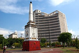 The monument in 2014 prior to its 2020 renovation. The monument was heavily vandalized.