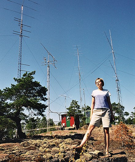 A young Polish woman with radio antennas in Åland