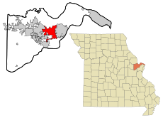 St. Charles County Missouri Incorporated and Unincorporated areas St. Peters Highlighted.svg