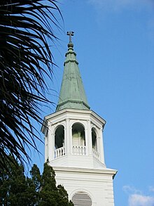 The steeple of the Parish Church of St. Helena.