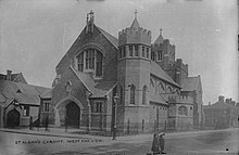 The church after its opening in 1911 St Alban's Cardiff. West End View (4641157).jpg