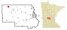 Stearns County Minnesota Incorporated en Unincorporated gebieden Sauk Center Highlighted.svg