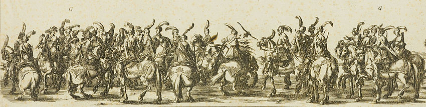 Entry of George Ossolinski's envoy to Rome in 1633 (fragment); drawn by Stefano della Bella Stefano della Bella Entrata in Roma dell'Eccelmo Ambasciatore di Pollonia.jpg