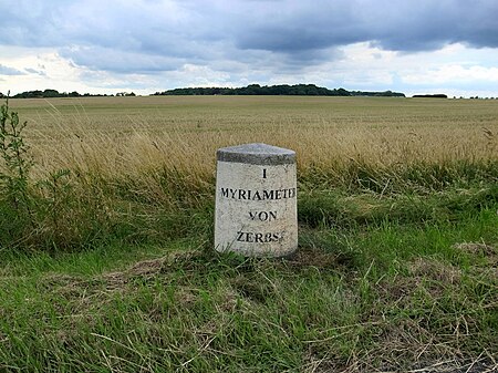 Steutz,Meilenstein,I Myriameter von Zerbst