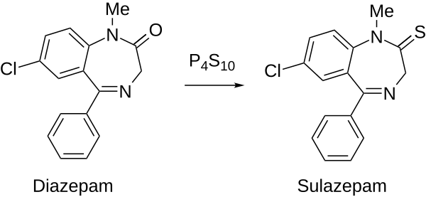 Sulazepam synthesis: U.S. Patent 3,141,890 Sulazepam synthesis.svg