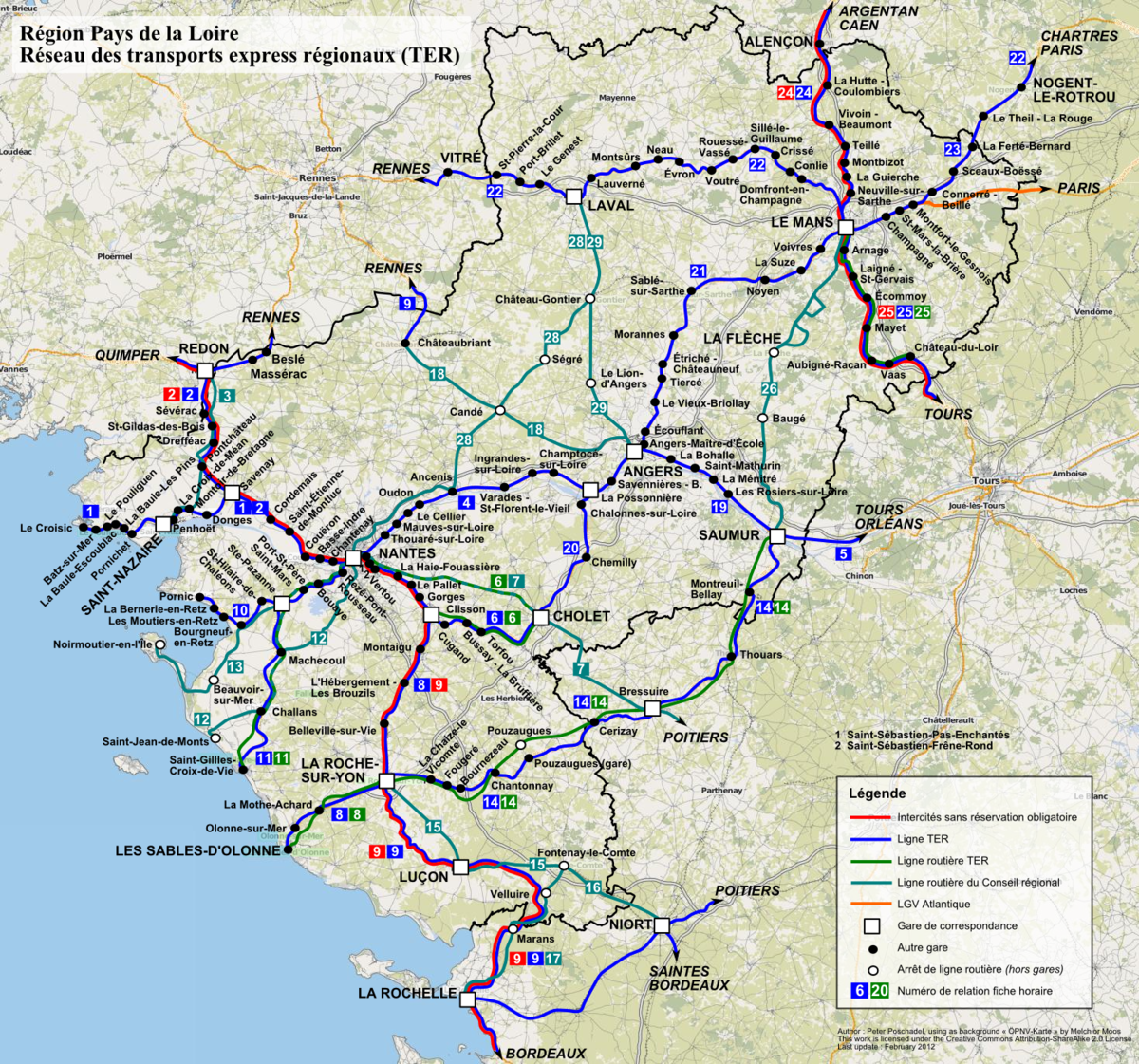 carte de pays de la loire File:TER Pays de la Loire, carte du réseau.png   Wikimedia Commons