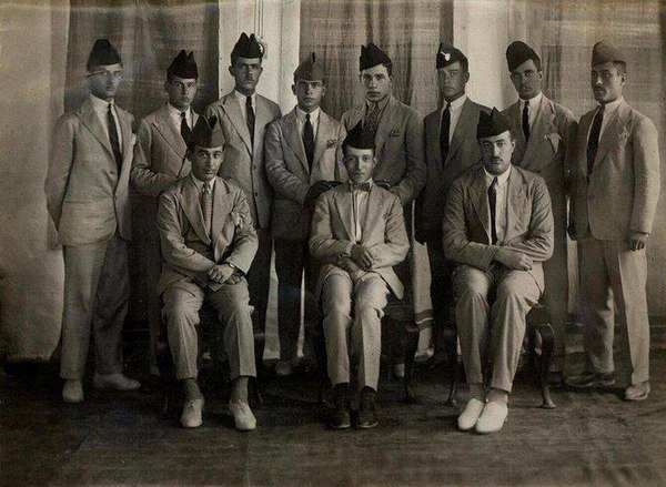 The then Crown Prince Ghazi of Iraq in 1927 (centre of the front row)