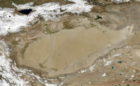 Спутниковое изображение Такла-Макана из NASA World Wind