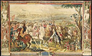 Tapestry depicting the 1702 victory of Archduke Joseph of Austria at Landau, woven for Leopold, Duke of Lorraine, between 1710 and 1718. Tapisserie Manufacture de Nancy.jpg