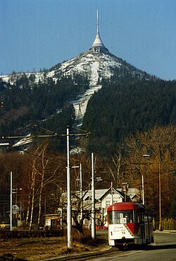 Berget Ještěd med tornet 1994.