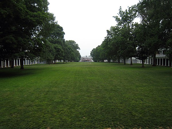 The Lawn at the University of Virginia, facing south