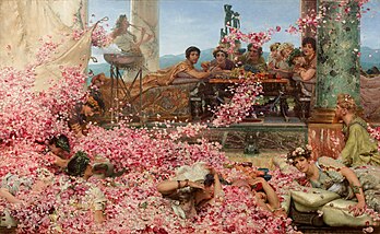 Les Roses d'Héliogabale, huile sur toile de Lawrence Alma-Tadema (1888, collection privée). (définition réelle 6 000 × 3 694)
