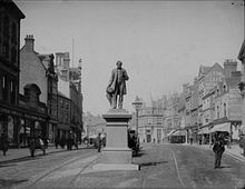 The statue of George Palmer, Broad Street looking westwards, c. 1890. The statue of George Palmer, Broad Street, Reading, c. 1890.jpg