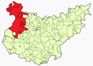 Localização da comarca na província de Badajoz