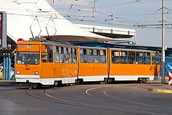 Tram in Sofia in front of Central Railway Station 2012 PD 021.jpg