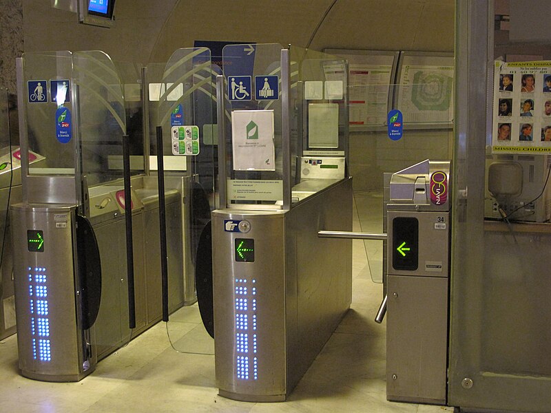 File:Turnstile for disabled people and standard one.jpg