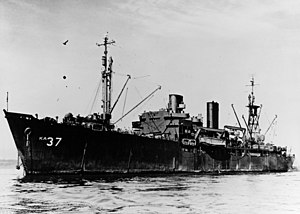 USS Roxane (AKA-37) at anchor, circa 1945-1946 (NH 78586).jpg