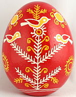 A traditional Ukrainian pysanka with bird motifs Ukrainian Pysanka with Birds.jpg