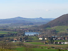 The Rhine river and Hemishofen (with Ramsen and Buch in the background) below the town of Stein. UnterhalbStein.JPG