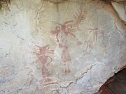 Cave paintings. Anthropomorphic and zoomorphic depictions in one hillside of "Los Órganos".