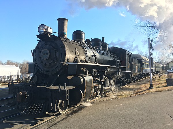 Valley Railroad 40 at Deep River in December 2018