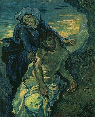 Vincent van Gogh, Pieta, after Delacroix (first version), 1889. Oil on canvas, 41,5 x 34 cm, Vatican Collection of Modern Religious Art Vincent van Gogh - Pieta (after Delacroix).jpg