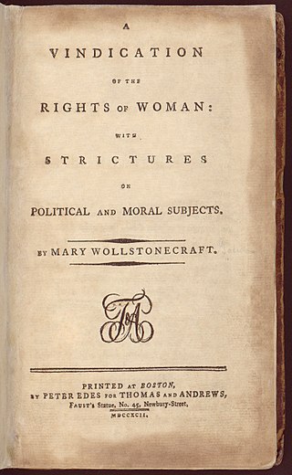 <i>A Vindication of the Rights of Woman</i> 1792 feminist essay by Mary Wollstonecraft