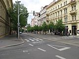 Čeština: Ulice Vinohradská v Praze. Česká republika.