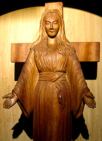 The weeping statue of Our Lady of Akita apparitions in Japan. Virgin Mary of Akita Japan.jpg