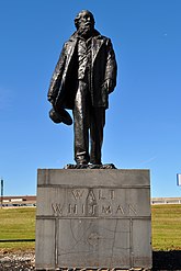 Walt Whitman monument at the bridge entrance