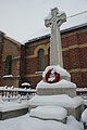 The war memorial in the High Street in Whitwell, Isle of Wight seen shortly after heavy snowfall on the island during the night.