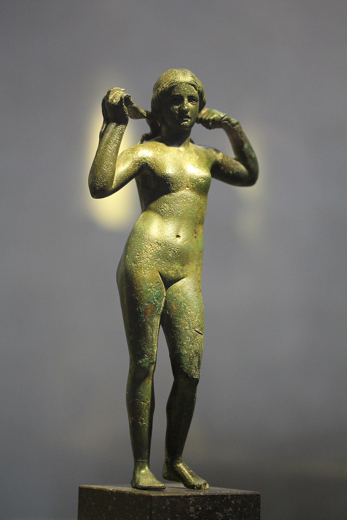 Brass Sculpture - Lady Holding Seashell