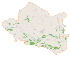 Mapa konturowa gminy Wilczyce, na dole po prawej znajduje się punkt z opisem „Wysiadłów”