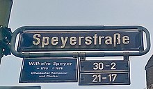 Straßenschild der Speyerstraße in Offenbach am Main (Quelle: Wikimedia)