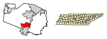 Williamson County Tennessee Obszary włączone i nieposiadające osobowości prawnej Stacja Thompson Highlighted 4773900.svg
