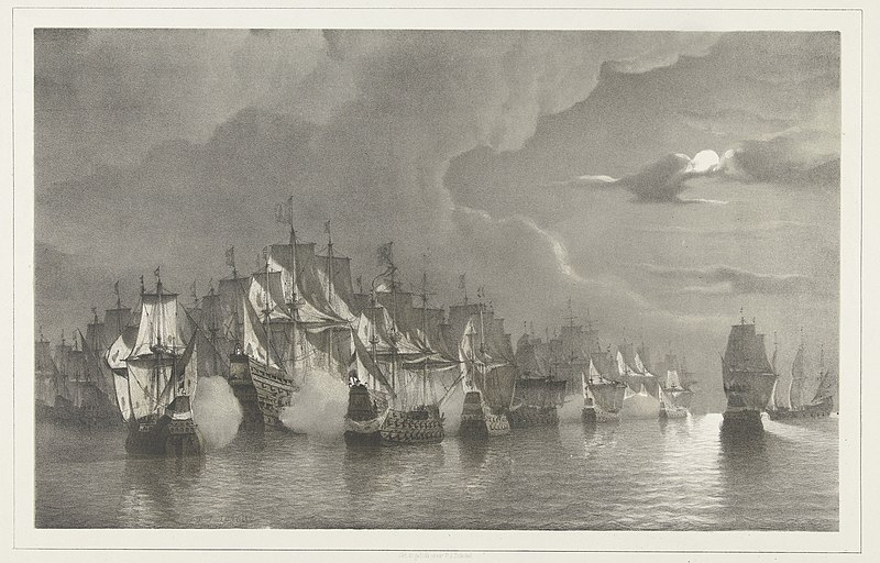 File:Zeeslag bij nacht tegen de Spaanse vloot bij Folkestone, 1639 Gevecht van Marten Harpertsz Tromp tegen de Spaansche vloot 18 September 1639 Combat naval entre l'amiral Marten Harpertsz Tromp et la Flotte Espagnole 18 Se, RP-P-OB-81.450.jpg