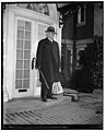"71" on St. Patrick's Day. Washington, D.C., March 17. Justice Pierce Butler, 71 years old today celebrates his birthday by taking his morning walk, snapped while leaving his home on 19th LCCN2016871374.jpg