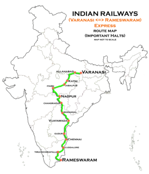 (Варанаси - Рамешварам) Экспресс-маршрут map.png