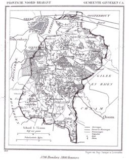 Kaart van de gemeente in 1869