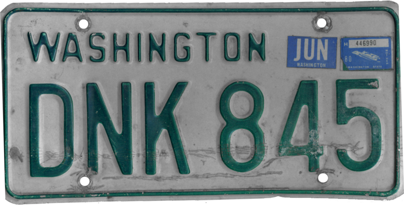File:1968–1982 series Washington state license plate, with June 1980 stickers (DNK 845).png