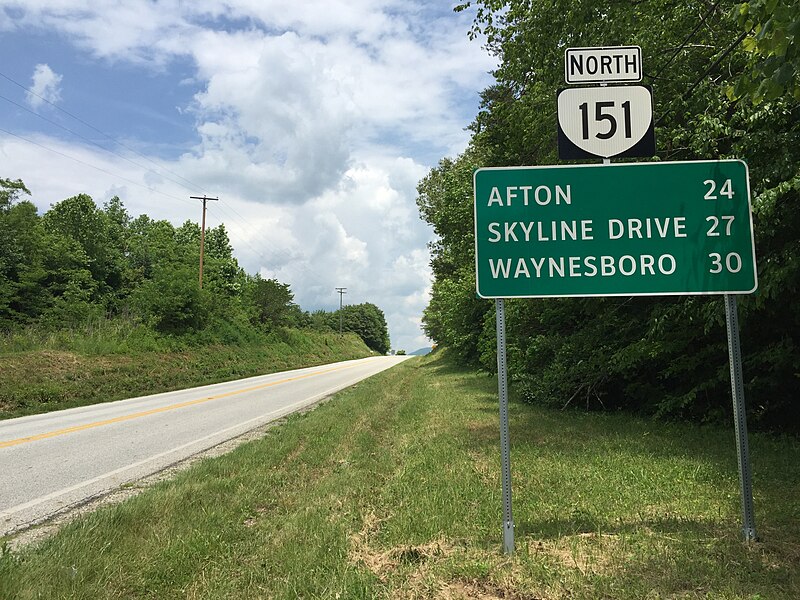 File:2016-05-27 13 46 45 View north along Virginia State Route 151 (Patrick Henry Highway) just north of the junction with Virginia State Route 56 (Crabtree Falls Highway) in Roseland, Nelson County, Virginia.jpg