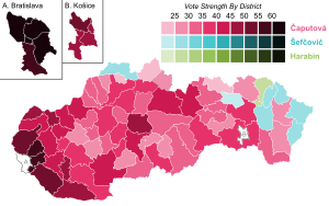 2019 Slovak presidential election - First Round Vote Strength.svg