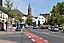 View from the junction of Eichendorfstraße and Wibilostraße in Neunkirchen-Wiebelskirchen looking north towards the Protestant church