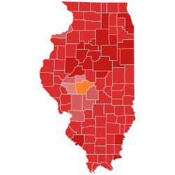 Results by county
Brady
50-60%
60-70%
70-80%
80-90%
Milhiser
60-70% 2022 Illinois Secretary of State Republican primary election results map by county.svg