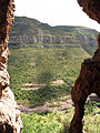 Català: Els cingles de Bertí i la vall de Sant Miquel des de la cova de les Tosques