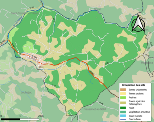 Barevná mapa znázorňující využití půdy.