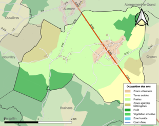 Barevná mapa znázorňující využití půdy.