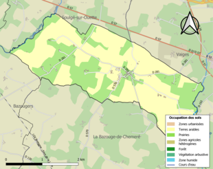 Barevná mapa znázorňující využití půdy.