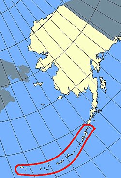 Location of the Aleutian Islands off the coast of Alaska Aleutians.jpg